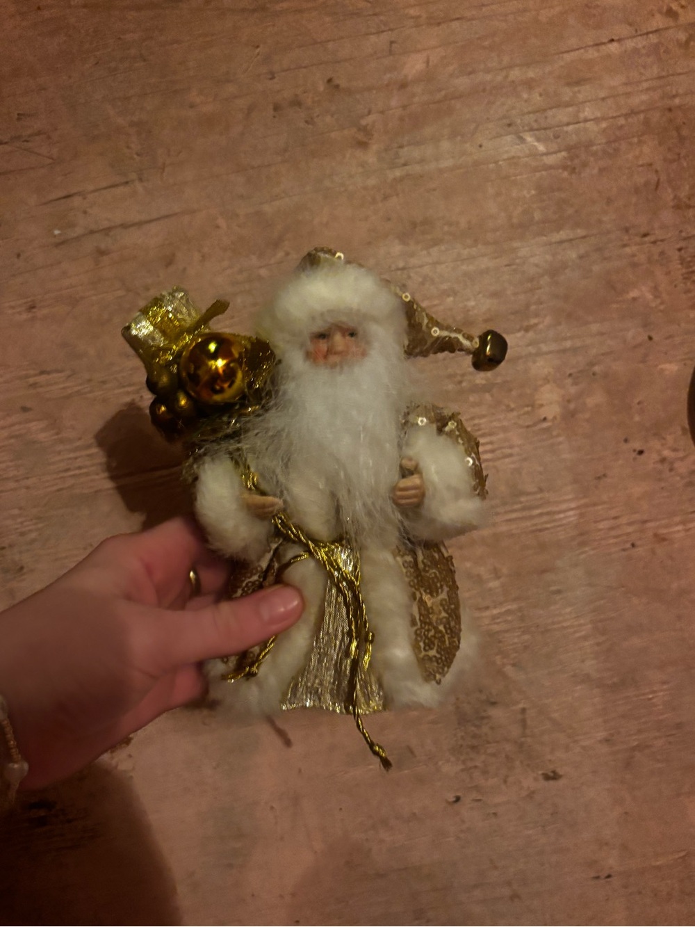 Gold and White Santa Figurine Holiday Accent tree topper